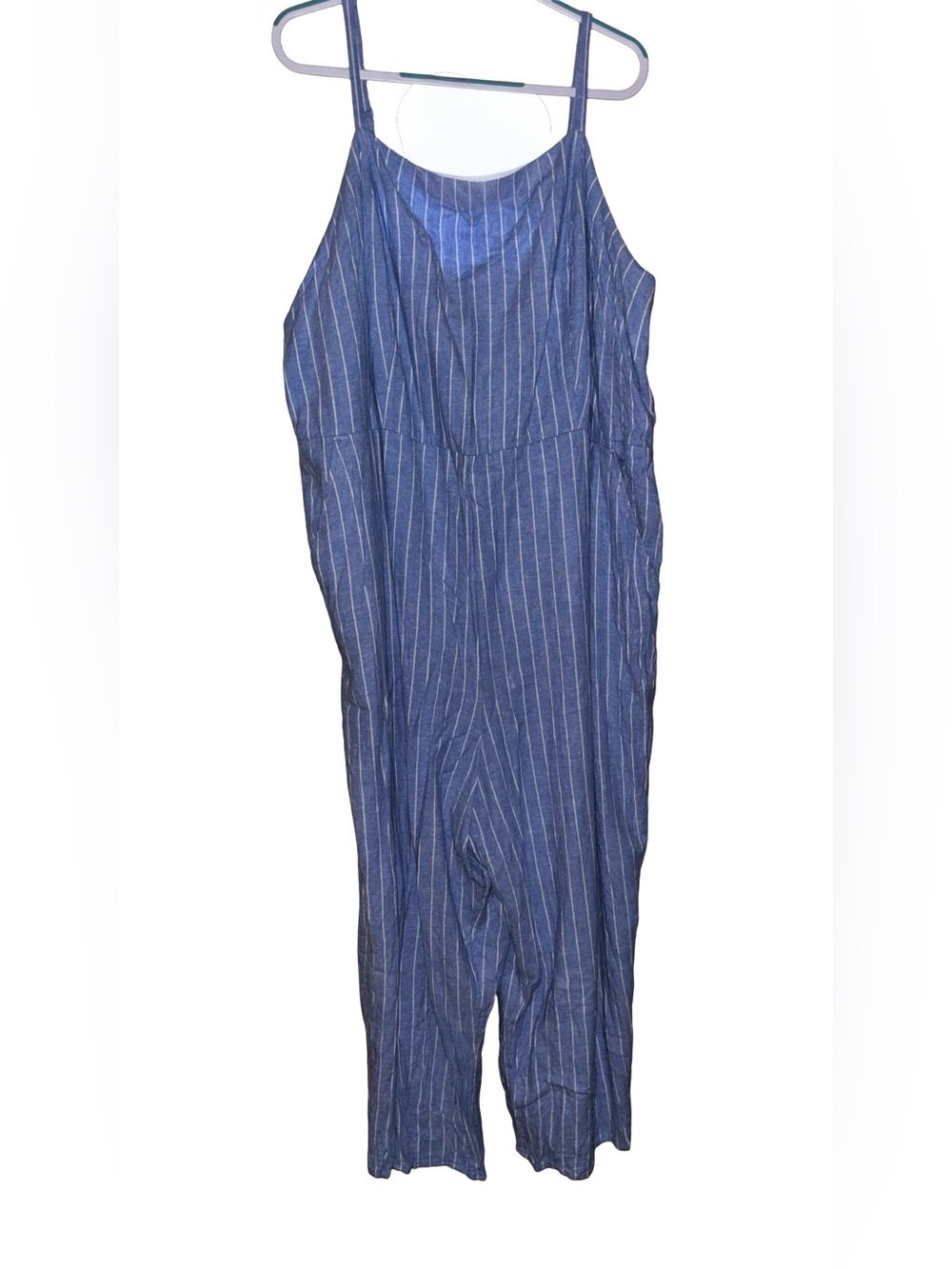 Old Navy Blue Pinstriped Sleeveless Jumpsuit